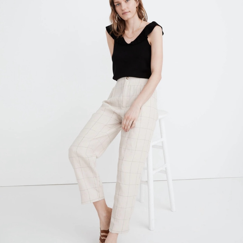 Madewell Linen Windowpane Women's Trousers